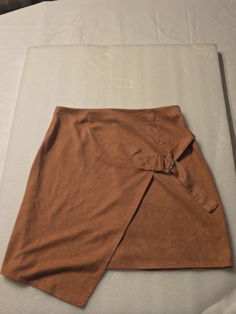Missguided Brown Faux Suede Wrap Mini Skirt with D-Ring